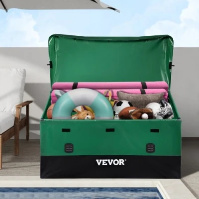 Afbeelding van VEVOR Opbergbox voor buiten, 1013 liter, 147 x 86 108 cm, van waterdicht PE zeil, tuinkist, kussenbox, ideaal zwembaden, binnenplaats, tuinen, garages, groen en zwart