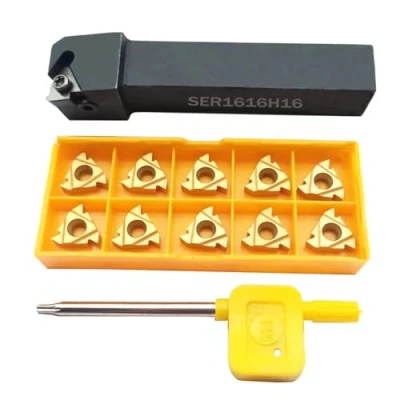 Afbeelding van 5/8&quot; SER1616H16 CNC Draaibank hardmetaal Indexeerbare draaigereedschap houder met 10PCS 16ER AG60 BP010 Indexeerbaar hardmetalen Blade