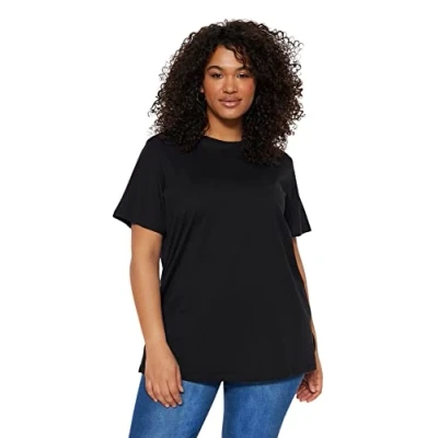 Afbeelding van Trendyol Donker Mintgroen Boyfriend Gebreid T Shirt Van 100% Katoen Met Ronde Hals En Split Tbbss22Bf0031