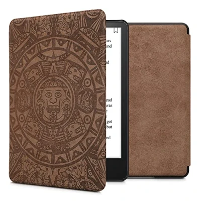 Afbeelding van kwmobile hoes compatibel met Amazon Kindle Paperwhite 11. Generation 2021 Hoesje voor ereader in bruin/lichtbruin Maya Kalender