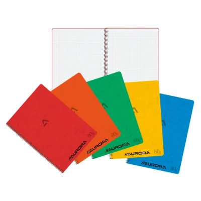 Afbeelding van Schrift Aurora A4 ruit 5x5mm 120blz 80gr spiraal assorti