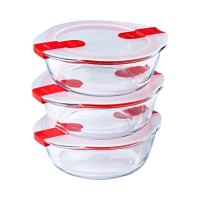 Afbeelding van Ovenschaal Pyrex Cook &amp; Heat Rond met Deksel 1,1 L (Set van 3)