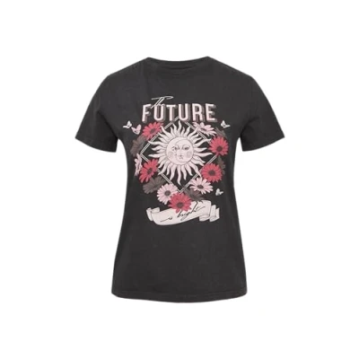 Afbeelding van QS MIT Front IN Gewaschener Optik Tshirt print, Dames, Maat: XL, Schwarz