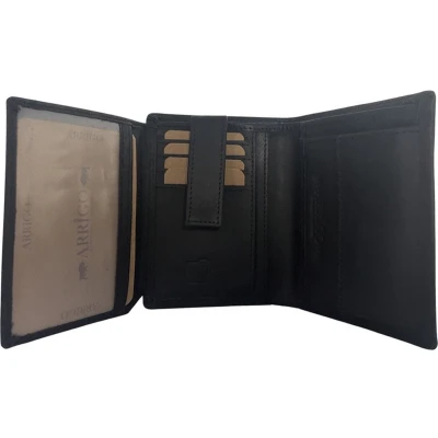 Afbeelding van Portemonnee Zwart Leer RFID Anti Skim Portefeuille Heren Portemonnees Pasjes Arrigo