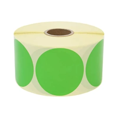 Afbeelding van Prolac Markeringspunten 1000 stuks kleurrijke kleefpunten op rol, 50 x mm groen, zelfklevende stippen, ronde stickers, perfect voor etikettering kantoor, stickers rond