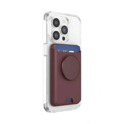 Afbeelding van PopSockets: PopWallet+ for MagSafe Kaarthouder met geïntegreerde swappable popTop voor smartphones en hoesjes Oxblood Alum