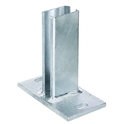 Afbeelding van Alberts 685676 Paalhouder voor omheiningspalen dubbelstaafmatten om op te schroeven thermisch verzinkt plaat 150 x 80 mm palen 60 40