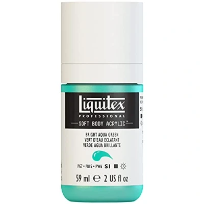Afbeelding van Liquitex 1959660 Professional Soft Body Acrylverf Artist Paint in romige, ondoorzichtige consistentie, hoge pigmentatie, lichtecht en bestand tegen veroudering, fles van 59 ml Aqua Green Glowing