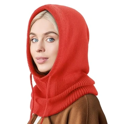 Afbeelding van DRESHOW Winterhoeden voor Vrouwen Balaclava Gebreide Beanie Schedelmuts met Koord Warmee Sjaalmuts Petuchon