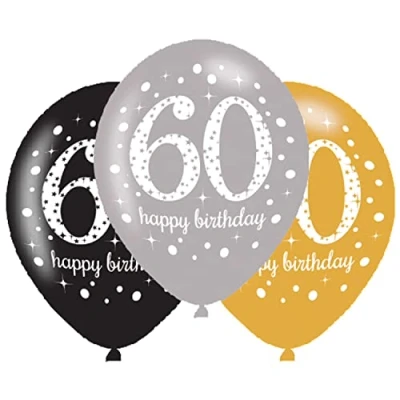 Afbeelding van Ballonnen 60 jaar Sparkling Birthday 6 stuks