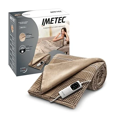 Afbeelding van Imetec 16936 Adapto Elegance Plaid verwarmbare elektrische deken, 180 x 140 cm, energiebesparend, adaptieve technologie, optimaal, snel opwarmen, 6 temperaturen, wasbaar, 1 stuk (pak van 1),Bruin