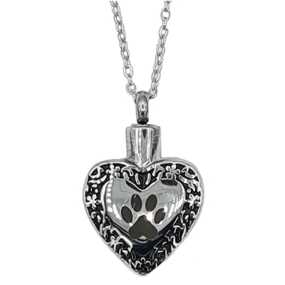 Afbeelding van Ketting met Ashanger Hond Hart pootafdruk Edelstaal Lengte 50 cm