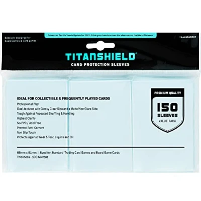 Afbeelding van TitanShield (150 mouwen/Clear Standaard Size Board Game en Matte Trading Card Sleeves Deck Protector voor Magic The Gathering MTG, Pokemon, Baseball Collection, Dropmix