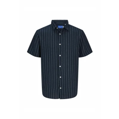 Afbeelding van Jorjoshua Loose Weave Shirt Ss, Sky Captain/Stripes:/Stripes, S