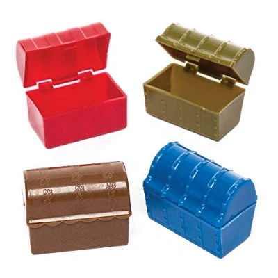 Afbeelding van Baker Ross AW498 Mini schatkist (8 stuks) kunststof kisten in verschillende kleuren voor kinderen perfect het zoeken naar schatten.,gesorteerd