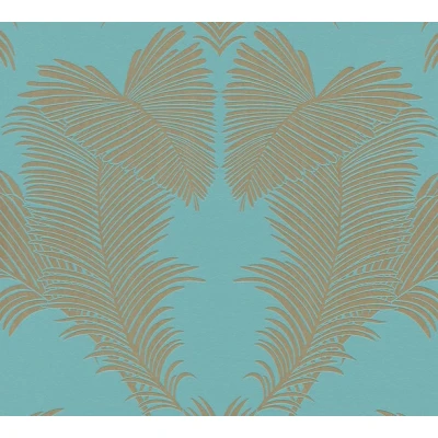 Afbeelding van AS Creation Trendwall 2 37959 4 379594 Turquoise Palmblad / Blauw Groen Goud