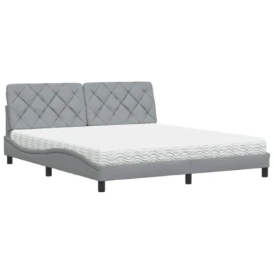 Afbeelding van vidaXL Bed met matras stof lichtgrijs 180x200 cm