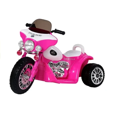 Afbeelding van Elektrische politie chopper trike motor voor kinderen tot 25kg max 1 3 km/h roze