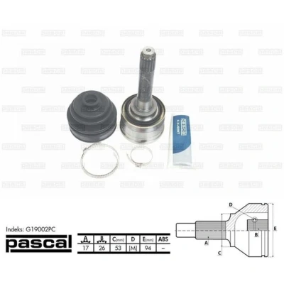 Afbeelding van Homokineet reparatie set, aandrijfas PASCAL G19002PC