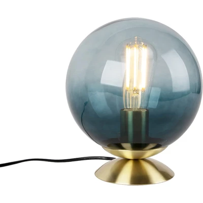 Afbeelding van QAZQA pallon Art Deco Hanglamp 1 lichts H 230 mm Blauw Woonkamer Slaapkamer
