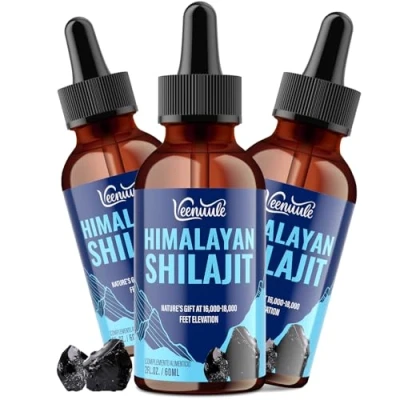 Afbeelding van Shilajit Original Himalaya Druppels, 100% Pure Hoogste Kracht Shilajit, 5X Concentratie, Ayurvedische Kruiden, Handiger dan Hars en Capsules, Veganistisch, 60 ml (Pack of 3)