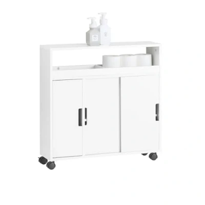 Afbeelding van SoBuy BZR02 W Badkamertrolley Trolley Opbergruimte Badkamermeubel Wit