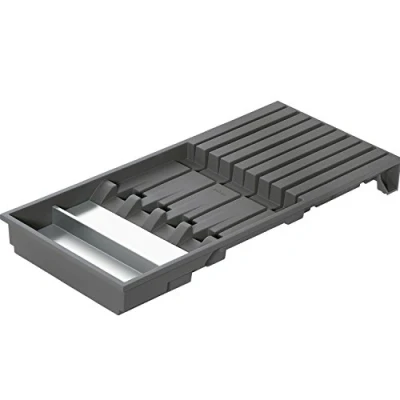 Afbeelding van Blum Ambia Line Messenhouder, breedte 186 mm, lengte 409 voor 4 grote en 5 kleine messen, roestvrij staal, oriongrijs mat, 9 keukenorganizer