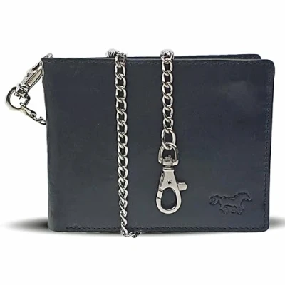 Afbeelding van portemonnee Heren met ketting Grote uitgebreid Chain Wallet Biker portefeuille zwart