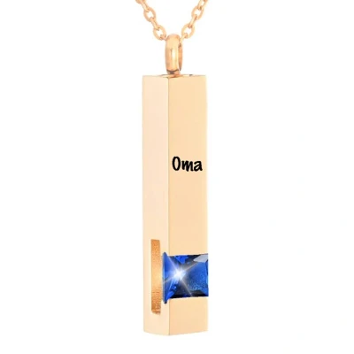 Afbeelding van Luxe Ashanger Met Ketting En Gravering Oma Assieraad Rosegoudkleurig Blauwe Steen As Gedenksieraad Urn Incl. vuller