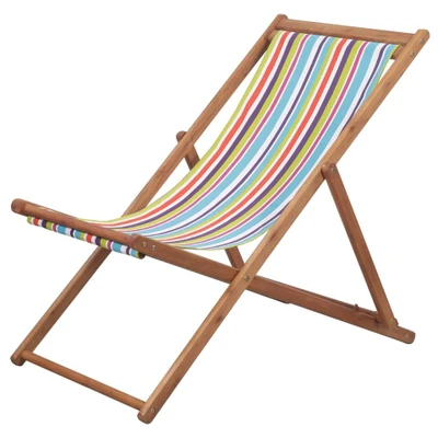 Afbeelding van Strandstoel inklapbaar stof en houten frame meerkleurig