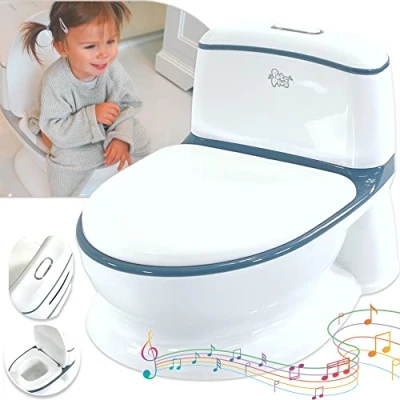 Afbeelding van Pote Plus My First WC Potty met lichten en geluiden (leisteenblauw) Mother &amp; Baby Award Gold Winner 2023 voor Beste Training Product..
