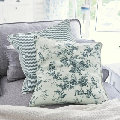 Afbeelding van LOBERON Kussen set van 2 Emilie blauw/crème