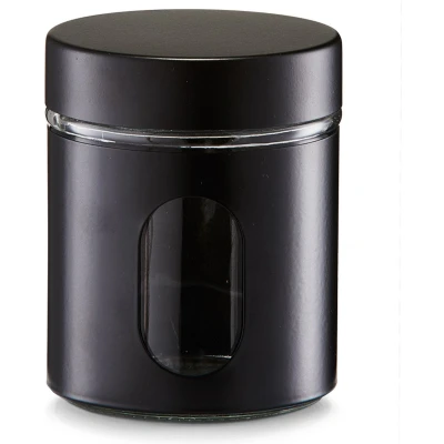 Afbeelding van Zeller voorraadpot/blik met venster zwart 600 ml glas/metaal