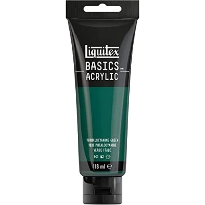 Afbeelding van Liquitex Basics 8870026 Monopigmenteerde acrylverf, kunstenaarspigmenten, lichtecht, gemiddelde viscositeit, achivkwaliteit, zijdeglanzende afwerking, 118ml Phthalo Green