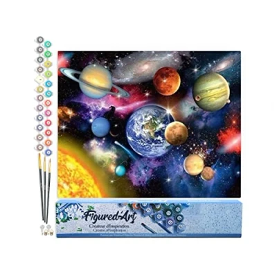Afbeelding van Figured&#039;Art Schilderen op Nummer Volwassenen canvas Zonnestelsel Handwerk acrylverf Kit DIY Compleet 40x50cm zonder frame