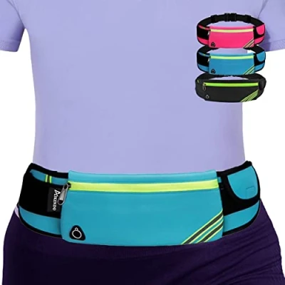 Afbeelding van AIKENDO Running Pouch Riem Taille Pack Bag,Workout Fanny Pack,Bounce Free Jogging Pocket BeltReizen Geld Mobiele Telefoon Houder voor Accessoires, Blauw, One Size