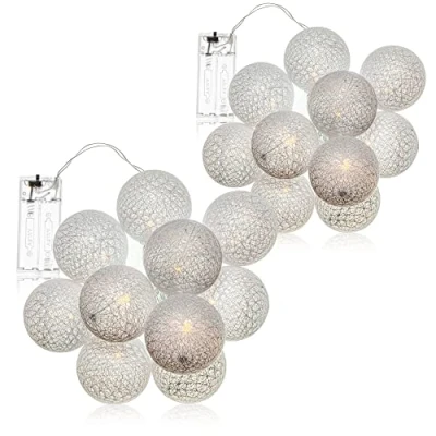 Afbeelding van COM FOUR® 2x LED kerstverlichting &quot;ball&quot; verlichting met 10 LED&#039;s in Scandinavisch decor decoratie voor Kerstmis, verjaardagen, bruiloften of feesten
