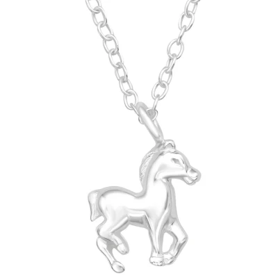 Afbeelding van JoyS Zilveren paard hanger met ketting 39 cm (extra oogje op 36 cm) voor kinderen