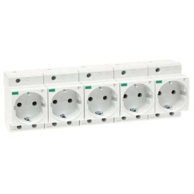 Afbeelding van RSE Inbouwstopcontact 230 V/16 A stopcontacten voor DIN rail meterkast verdeelinbouw, 5 stuks