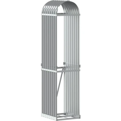 Afbeelding van Haardhoutopslag 40x45x170 cm gegalvaniseerd staal lichtgrijs