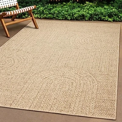 Afbeelding van Teppich Traum Binnen en buiten tapijt, groot, 240 x 340 cm, sisal look, natuurlijk, beige, bruin, tuin, terras, balkon