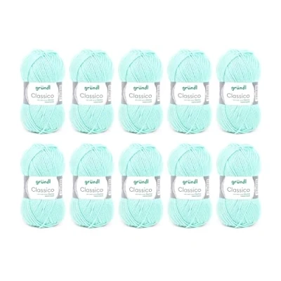 Afbeelding van Gründl Classico wol (Oeko Tex® gecertificeerd breigaren van 50% scheerwol (Merino) &amp; polyacryl, 50 g/120 m, naalddikte: 3,5 4,5, 10 bollen à g), mint