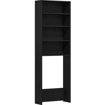 Afbeelding van vidaXL Wasmachine Kast Zwart Eiken 64x24x190 cm Composiet Hout