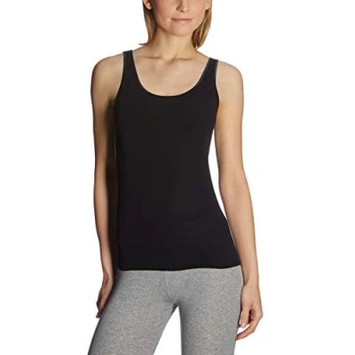 Afbeelding van Schiesser Dames top onderhemd luxe katoen, Zwart 200763, 36