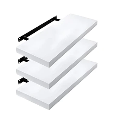 Afbeelding van EUGAD Wandplank Wandboard Set van 3 hangrekken houtboard modern 0086QJ 3, wit, 30 x 22.9 3.8 cm