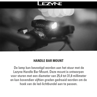 Afbeelding van Lezyne Hecto Drive 500XL Oplaadbare LED fietslamp 8 standen tot 500 Lumen Accu 20 uur Waterdicht Zwart