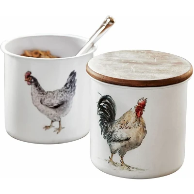 Afbeelding van LOBERON Pot set van 2 Nobles wit/bruin