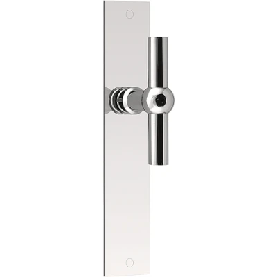 Afbeelding van Formani Deurkruk FERROVIA FVT125P236SFC T model ongeveerd op schild blind gepolijst RVS