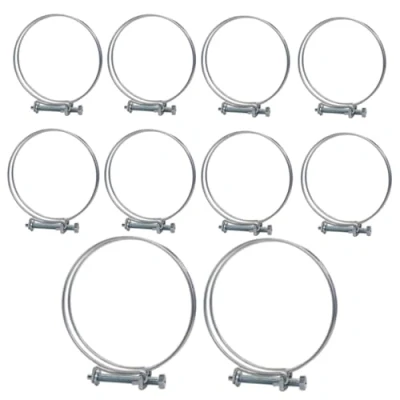 Afbeelding van SKIR&#039;CO (10 stuks) verstelbare dubbele draadslangklemmen 90 95 mm, verzinkt stalen slangklemmen, slangklemmen met diameter