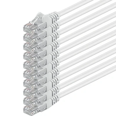 Afbeelding van 1aTTack, CAT6, UTP netwerkkabel met 2 x RJ45 stekkerset (5 stuks) 1 Maand wit 10 stuks